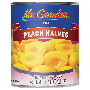 MR GOUDAS PEACH HALVES  18219